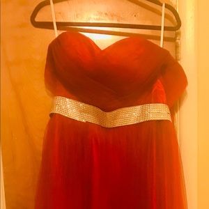 Prom dress, red, size 10, worn once.